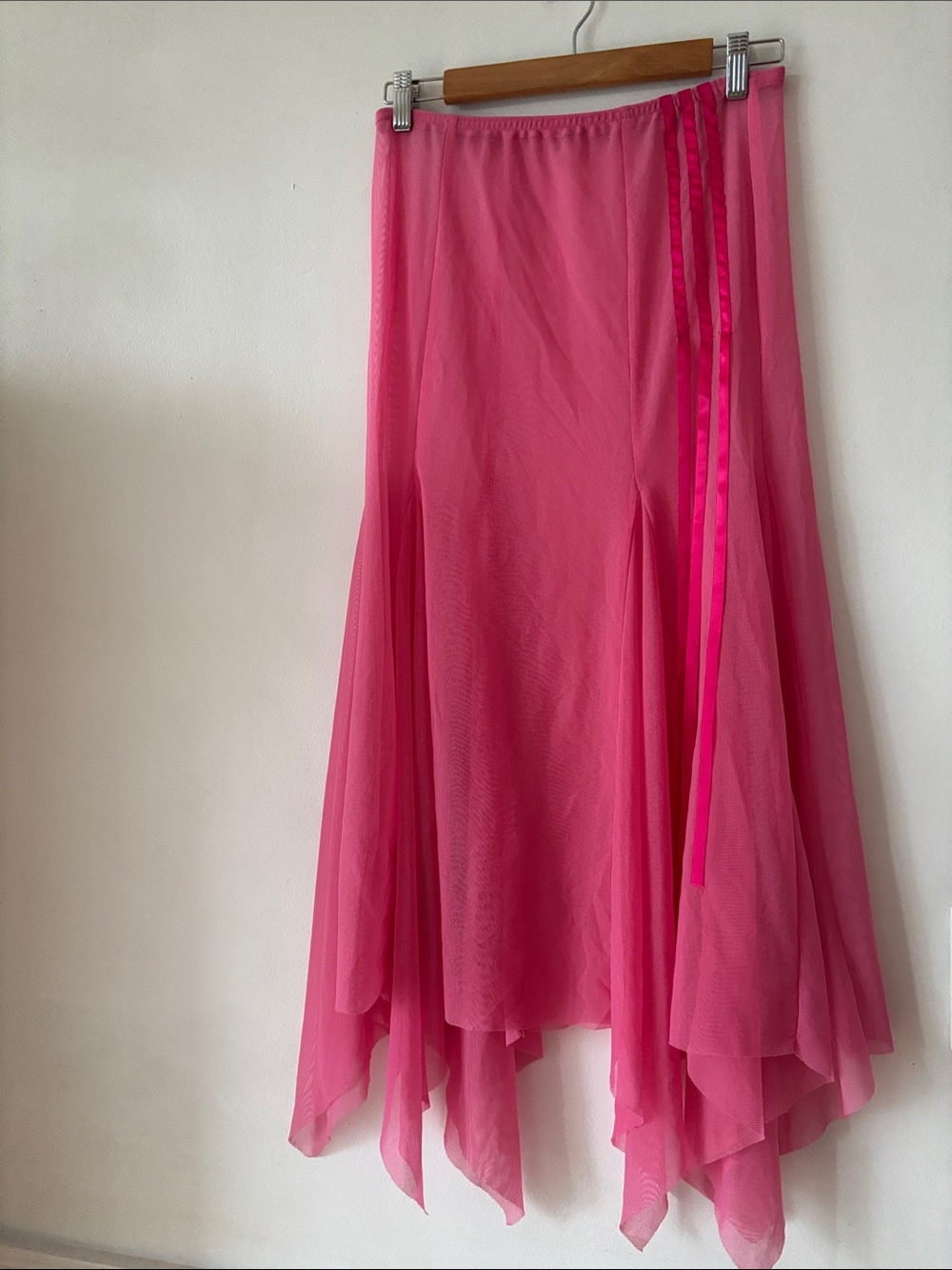 Pink Asymmetric mesh Skirt